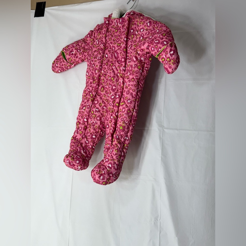 Wippette Baby Girls Hooded Sherpa Footed Fleece pram double zipper size 3/6